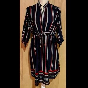 Hint of Blush Striped Contemporary Summer Dress - EUC